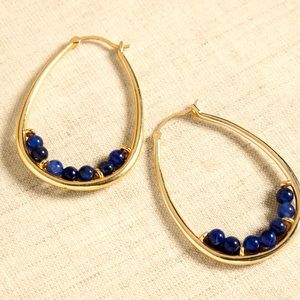 NWT BANANA REPUBLIC SEMI-PRECIOUS STONE HOOP EARRINGS